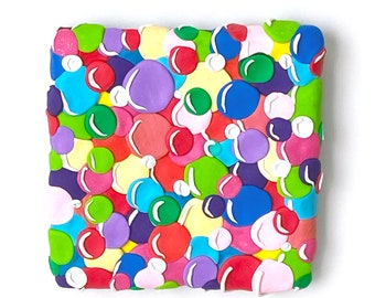 Colorful Balloons Polymer Clay Wall Art/ Rainbow Wall Art/ Clay on Canvas Art