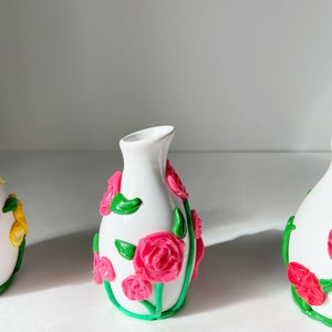 Red flower vase/ Small ceramic/ Flower bud vase/ Ceramic gift/ Boho home decor/ Whimsical home/ Colorful vase/ Colorful Ceramic image 4