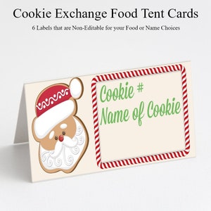 Christmas Cookie Exchange Food Tent Cards (PDF File)