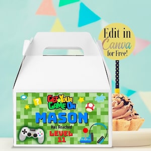 Editable Gamer Gable Box Label, Printable Gift Box Label, Gamer Birthday Party Decoration, Gamer Gable Box, Gamer Favor Box, Gamer Party