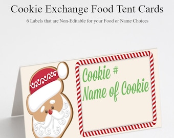 Christmas Cookie Food Tent, Holiday Cookie Exchange Cookie Labels, Cookie Swap Food Tents, Cookie Exchange Party