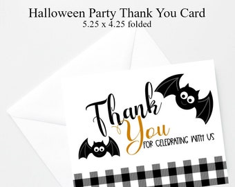 Carte de remerciement d'Halloween, carte de remerciement d'Halloween, carte de remerciement de fête d'anniversaire d'Halloween