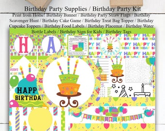 Printable Birthday Party Kit: Games, Banner, and Decorations (PDF)