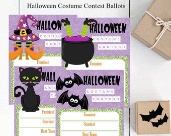 Bulletins de vote du concours de costumes d'Halloween : cartes de vote imprimables (PDF)