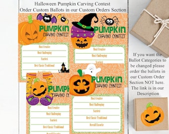 Halloween Costume Contest, Voting Ballots for Halloween Party, Costume Contest Ballot, Pumpkin Party