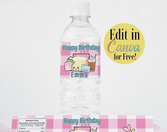 Mall Scavenger Hunt Water Bottle Label: Editable Party Favor (Digital Download)