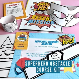 Superhero Obstacle Course Kit: Masks, Badges, Training Signs (PDF)
