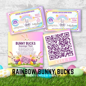 Rainbow Bunny Bucks Easter Scavenger Hunt (Printable)