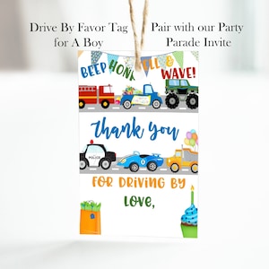 Drive By Birthday Favor Tags: Truck Parade Thank You (PDF File)