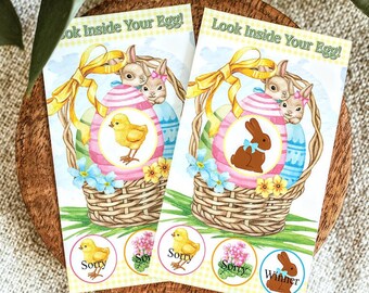 Printable Easter Scratch Off Tickets, Easter Scratch Off, Easter Games, Easter Favors, Spring Lottery Scratch Off Gift Idea
