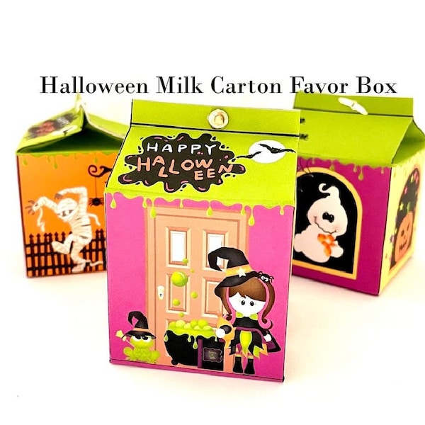 Printable Halloween Treat Box, Halloween Favor Box and Tag, Halloween Trick or Treat Favor Box, Halloween Candy Favor Box, Haunted House