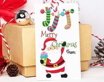 Santa Christmas Favor Tags: Printable Treat Bag Labels (PDF)
