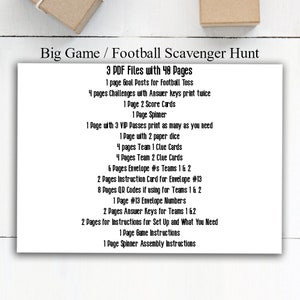 Football Scavenger Hunt, Sports Birthday Party Games, Football Theme Treasure Hunt image 2