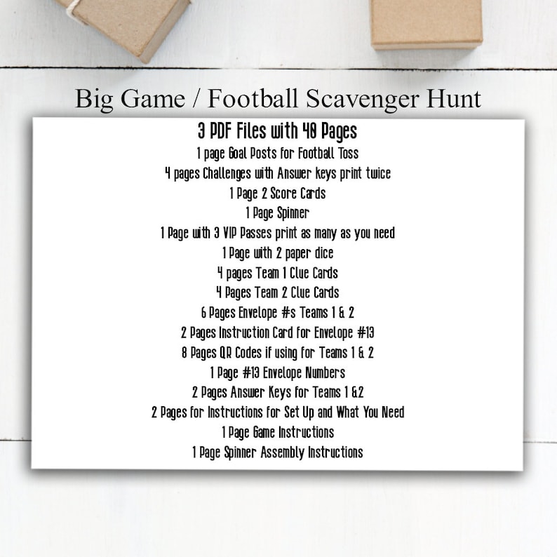 Football Scavenger Hunt, Sports Birthday Party Games, Football Theme Treasure Hunt image 2