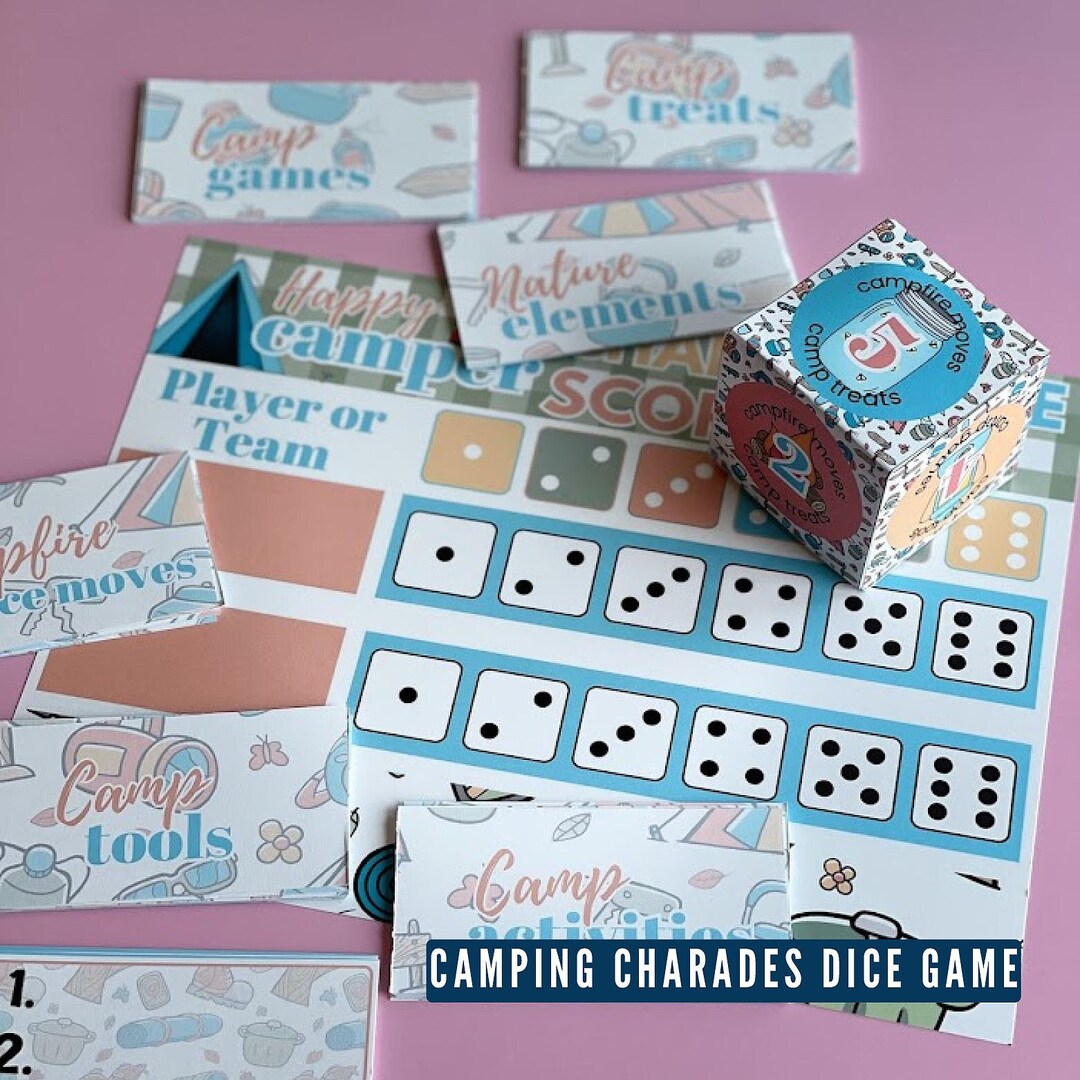 Printable Camping Charades, Camping Games, Family Games, Campfire Games ...