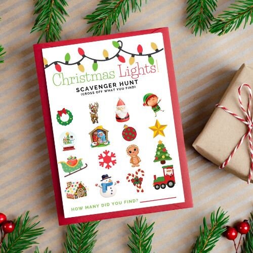 Printable Christmas Lights Scavenger Hunt for Kids, Holiday Scavenger ...