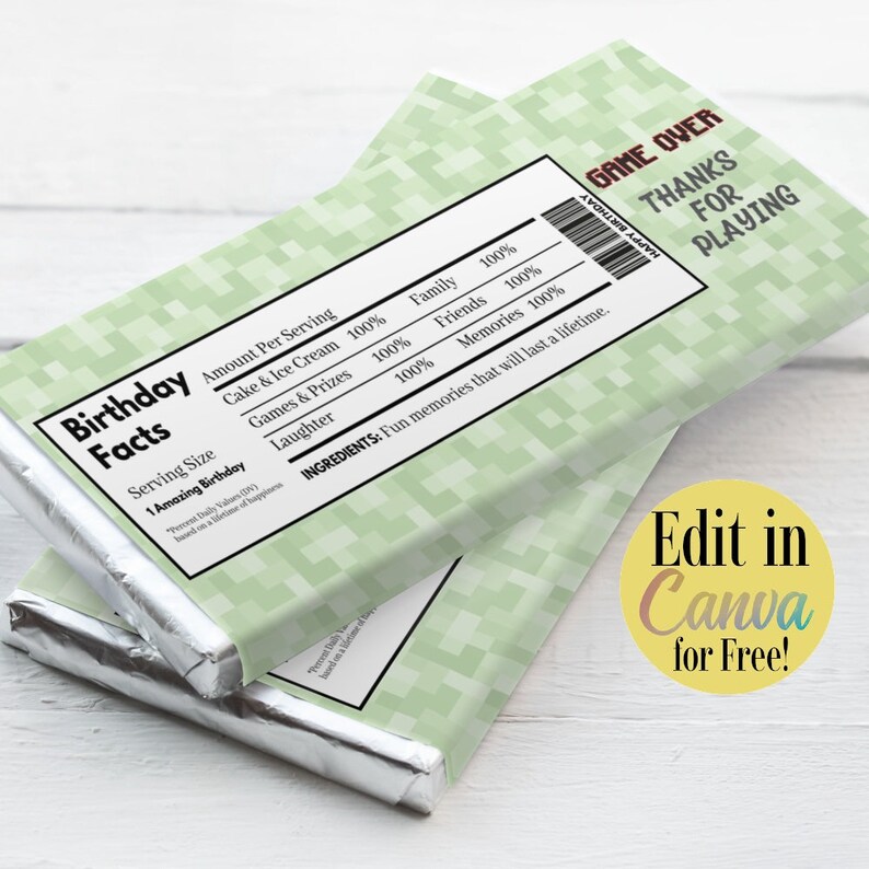 Personalized Gamer Candy Bar Wrapper: Editable Birthday Favor (canva ...