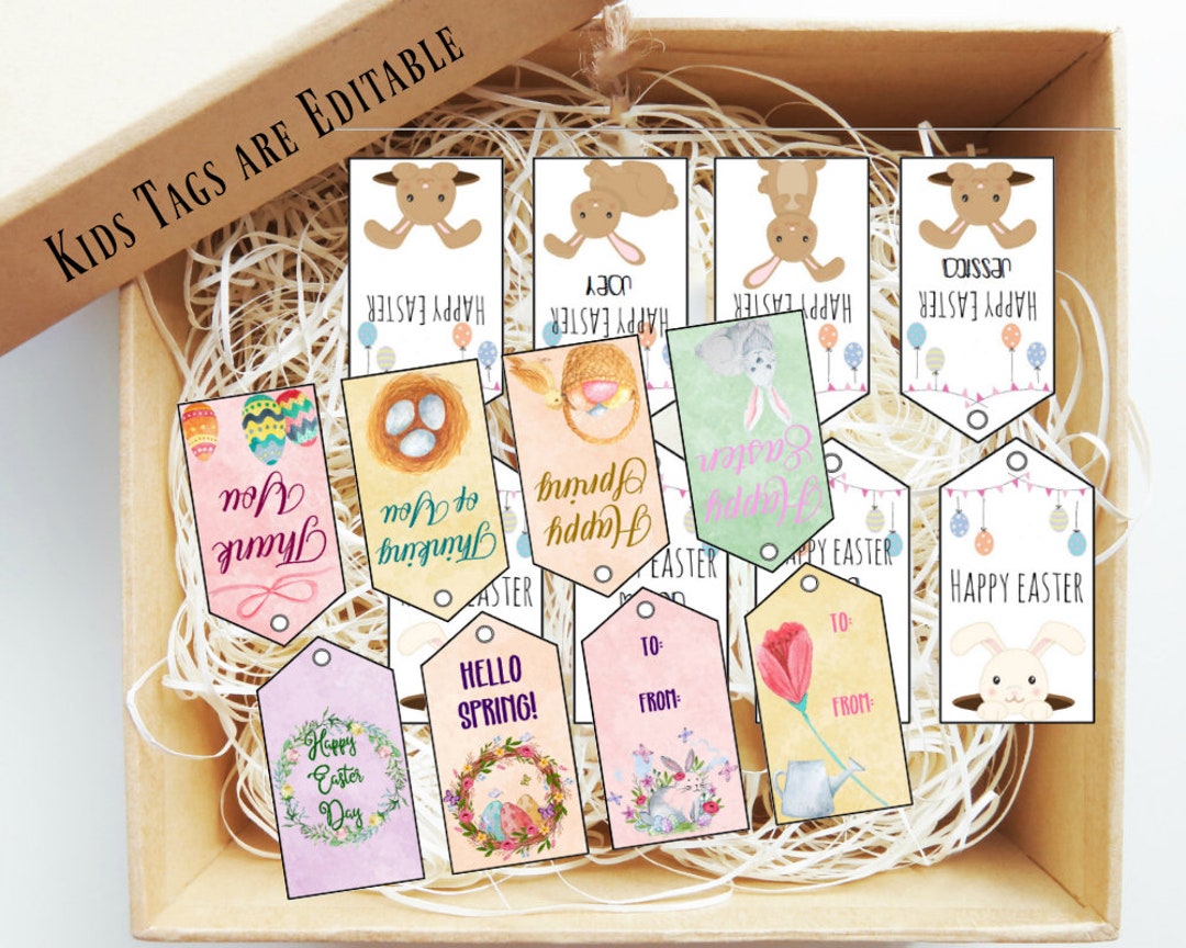 Editable Easter Gift Tags: Spring Basket Tags (PDF) - Etsy
