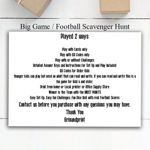 Football Scavenger Hunt, Sports Birthday Party Games, Football Theme Treasure Hunt image 3