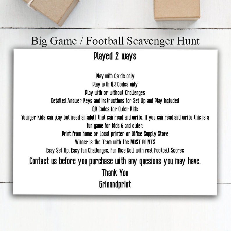 Football Scavenger Hunt, Sports Birthday Party Games, Football Theme Treasure Hunt image 3