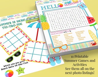 Summer Games & Activities Bundle: Printable Kids Games (PDF)