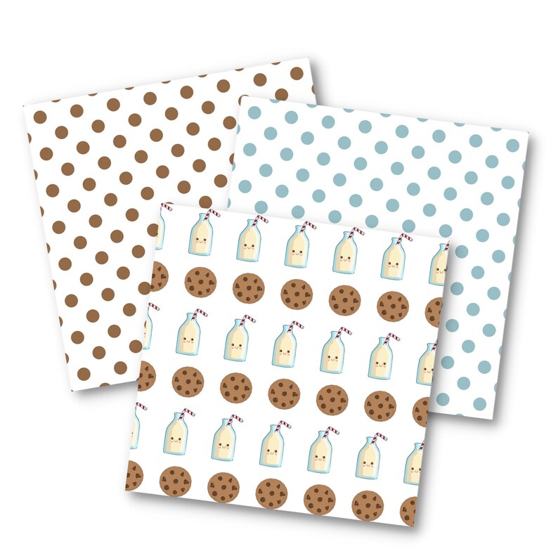 Milk and Cookies Digital Paper Pack, Chocolate Chip Cookie Paper