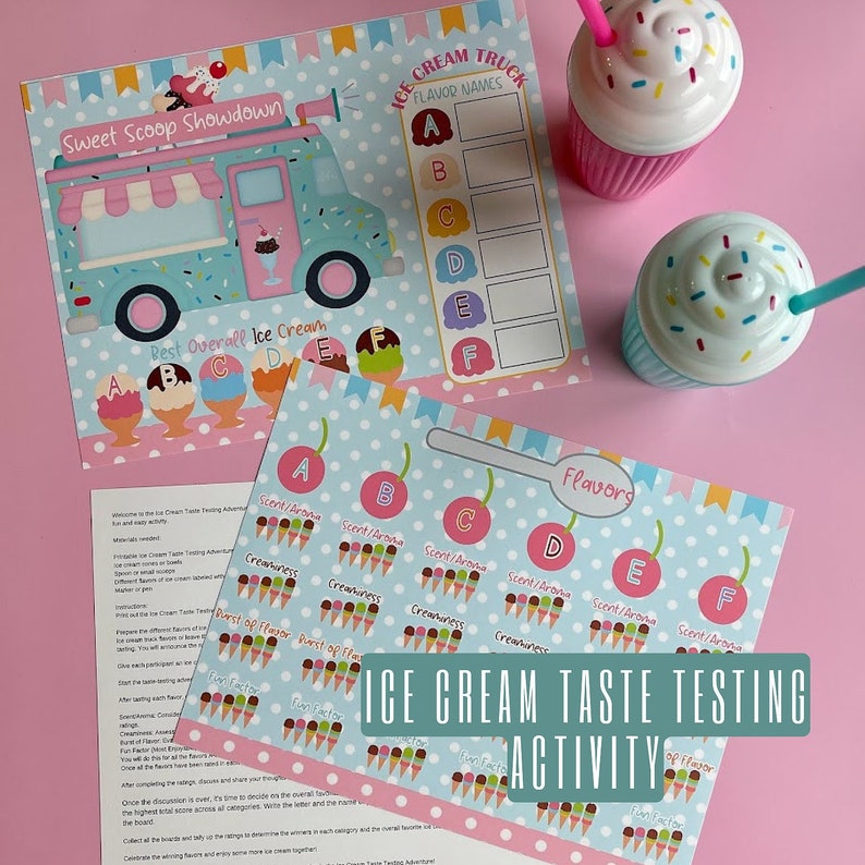 Ice Cream Taste Testing Game, Printable Game for Kids, Ice Cream Party