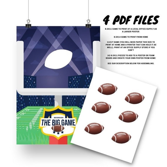 Pin the Football in the Field Goal, Boy Birthday Football Game, Digital ...