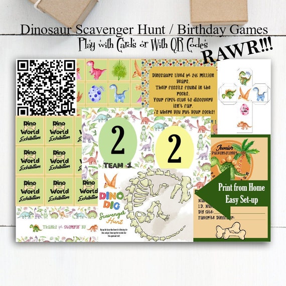 Dinosaur Scavenger Hunt / Boys Birthday Party / Dinosaur Birthday / Dino Party / Dinosaur Activities / Kids Birthday Party Games / Kid Games Il_570xn