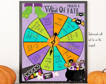 Halloween Fortune Spinner, Halloween Party Games for Kids, Halloween Printable Activity