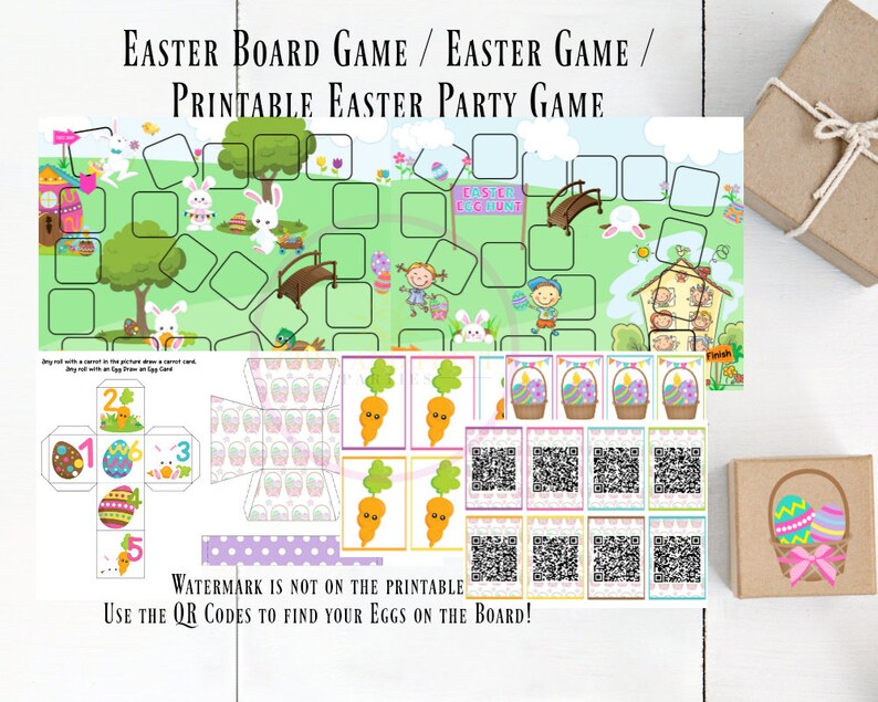Printable Easter Board Game, Printable Easter Party Game For Kids, Easter Activity for Kids image 2