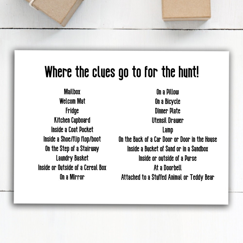 Luau Scavenger Hunt Clues, Scavenger Hunt for Luau Party, Tropical