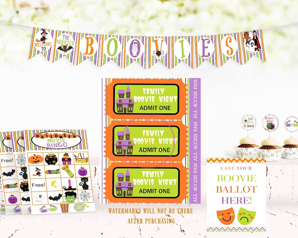 Halloween Movie Night Printables, Halloween Movie Night Bundle, Family ...