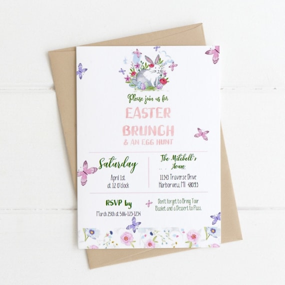 Easter Brunch Invitation, Easter Egg Hunt Invitation, Easter Party Invitations Il_570xn