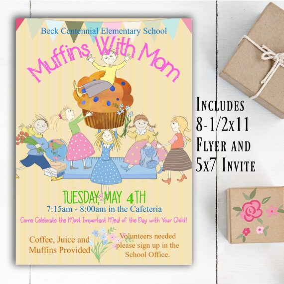 Muffins with Mom, Muffins with Mom Invitation, Muffins with Mom Flyer