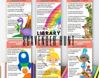 Editable Library Scavenger Hunt Game for Kids (Printable)