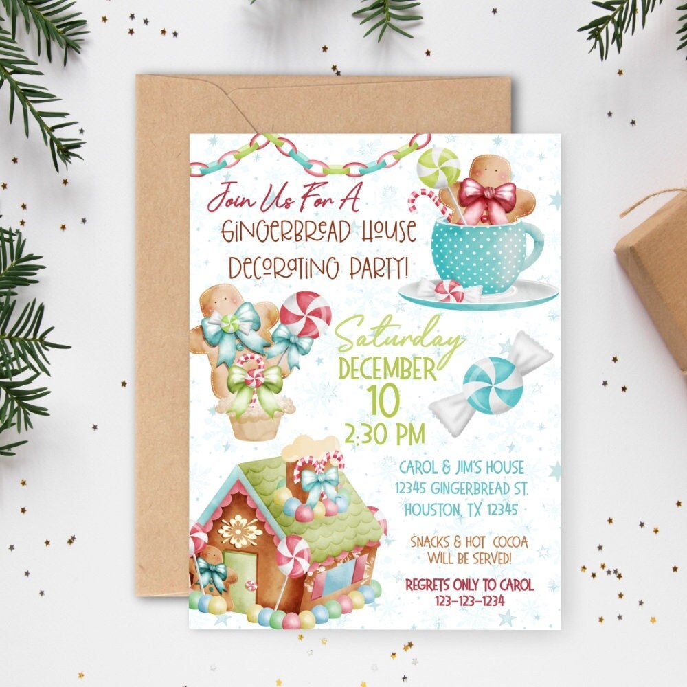Christmas Gingerbread House Cookie Exchange Christmas Party Invitation Christmas Gingerbread House Cookie Exchange Christmas Party Invitation