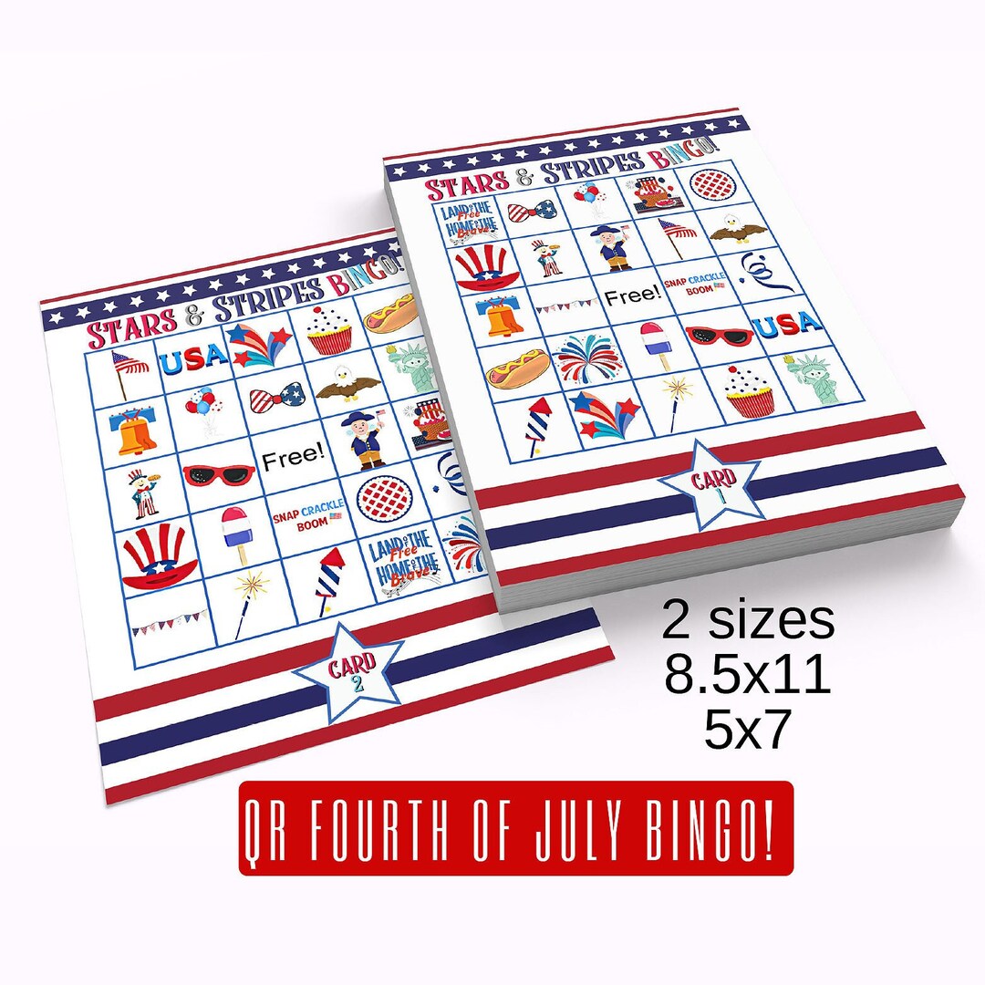 Fourth of July Bingo Game QR Code & Traditional Calling Etsy