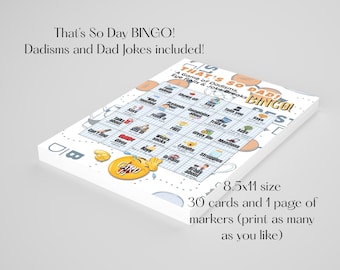 Funny Father's Day Bingo Game: Dad Jokes & Dadisms (Printable Family Activity, 30 Cards, Certificate)