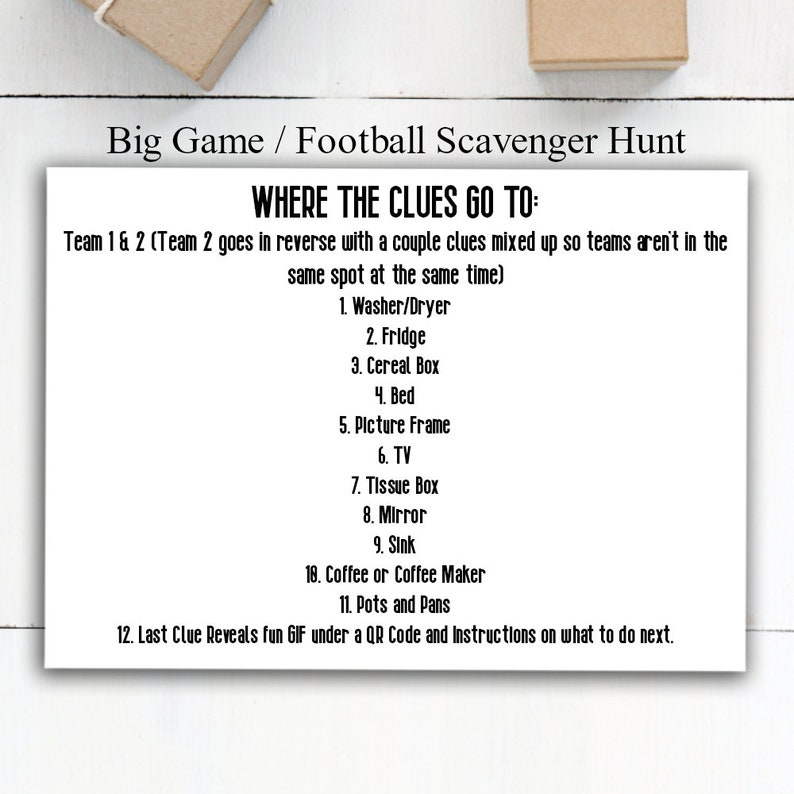 Football Scavenger Hunt, Sports Birthday Party Games, Football Theme Treasure Hunt image 4