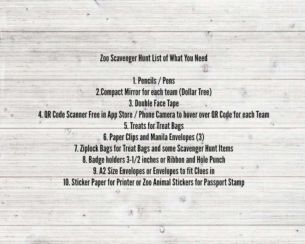 Zoo Scavenger Hunt Printable: Safari Passport Game (PDF) - Etsy
