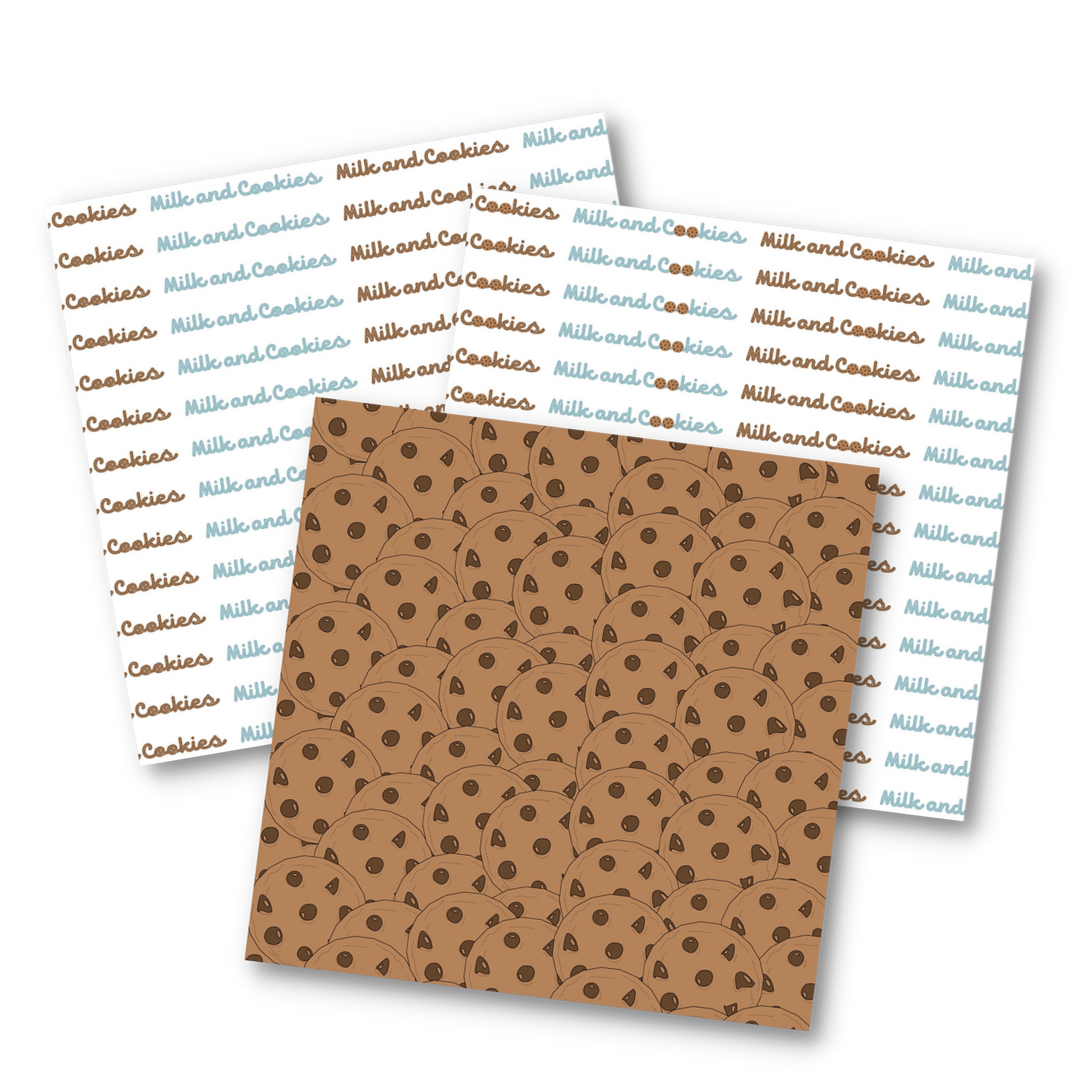 Milk and Cookies Digital Paper Pack, Chocolate Chip Cookie Paper