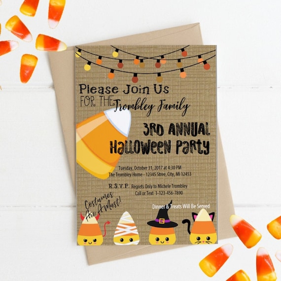 Halloween Invitations, Candy Corn Invitation, Halloween Countdown, Halloween Party Invitation Il_570xn