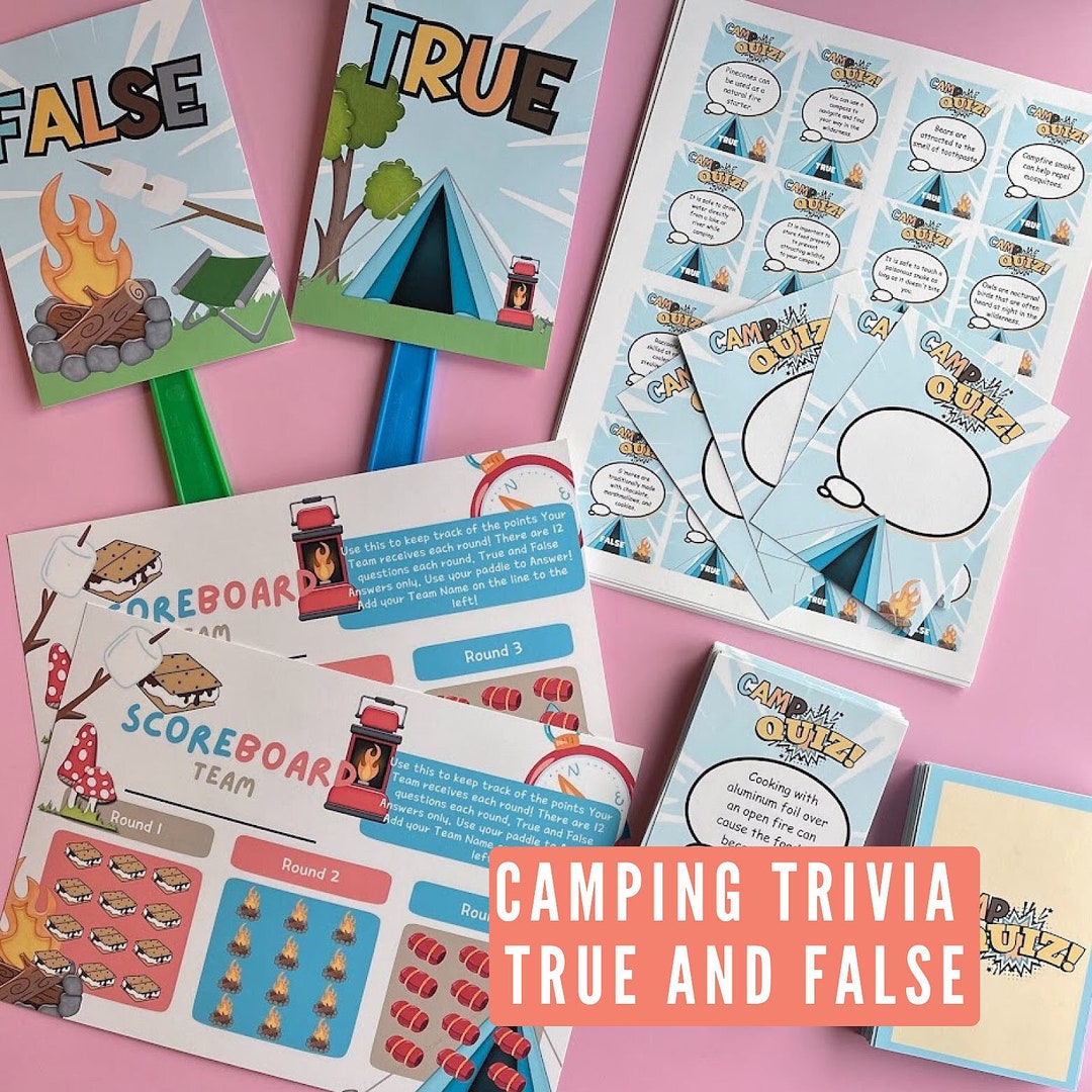 Printable Camping Trivia Games for Families, True and False Questions