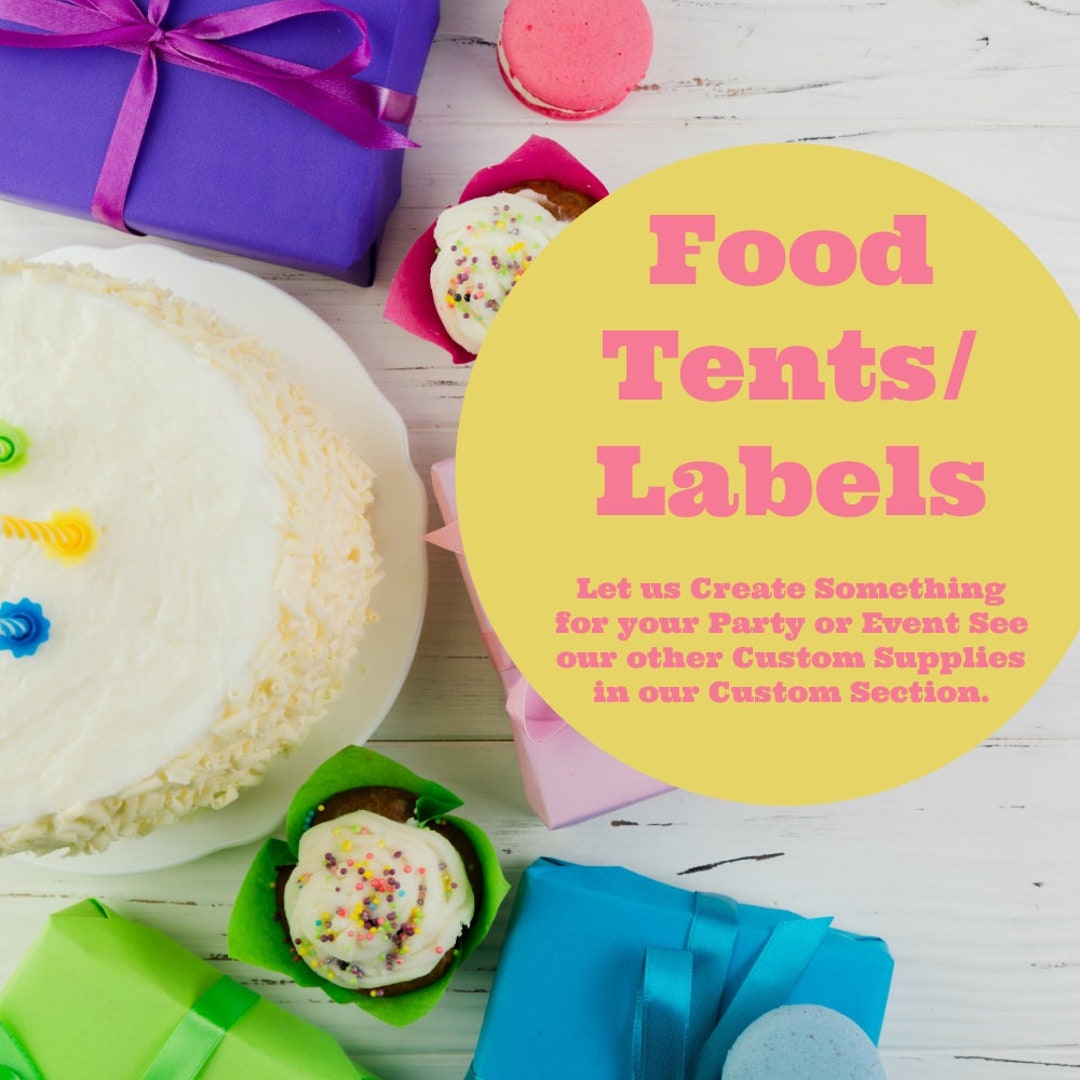 Custom Party Supplies, Custom Food Tents, Food Tents, Food Labels Etsy