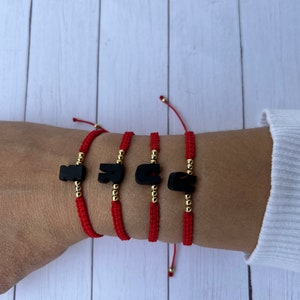 Genuine Azabache with Red or black cord - Ajustable - Protector- Letter- heart -