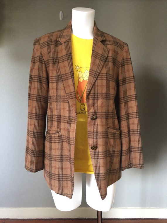 Plaid Chocolate Brownie  Jacket / Vintage Check Ja