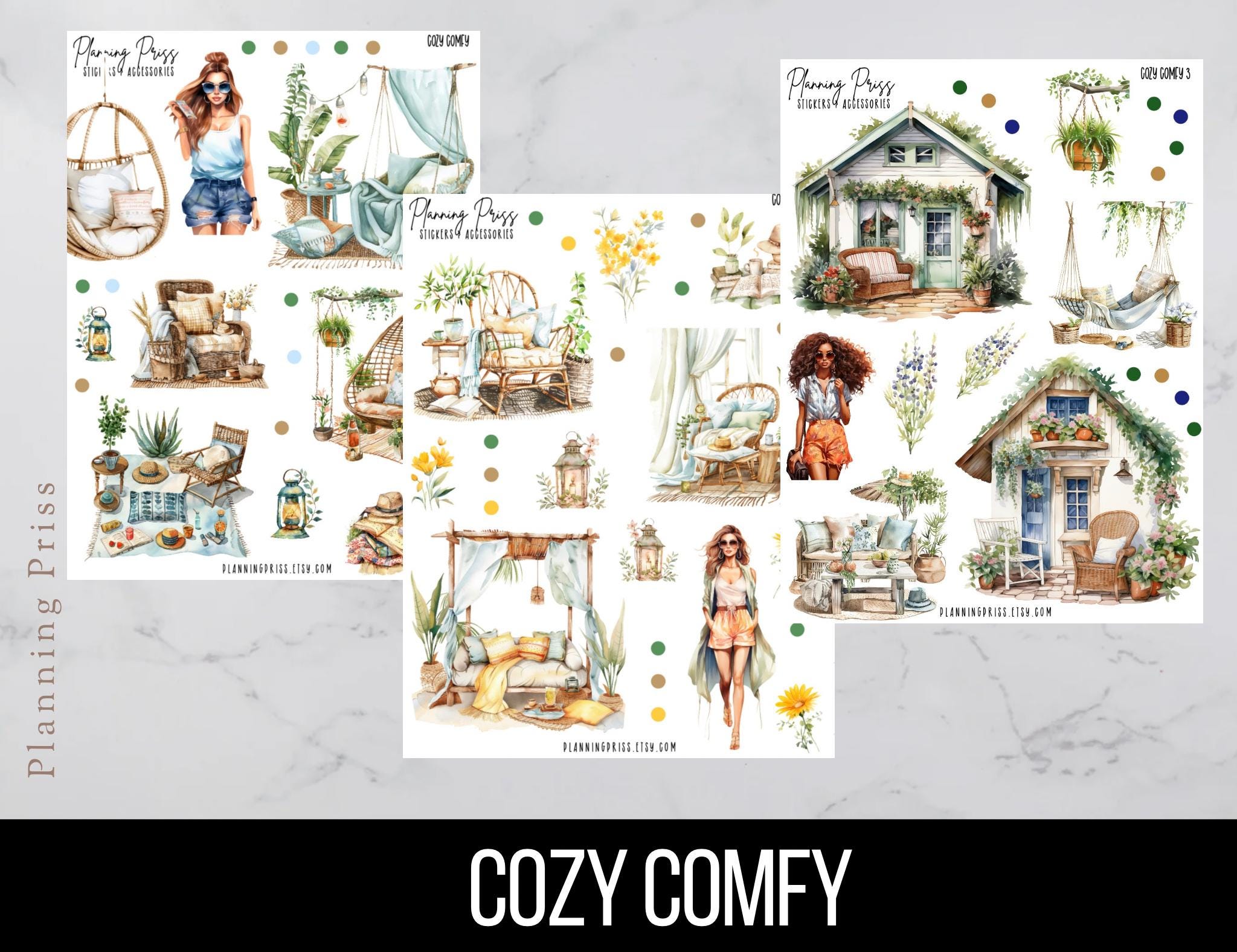 Cozy Comfy Deco Sticker Collection - Etsy