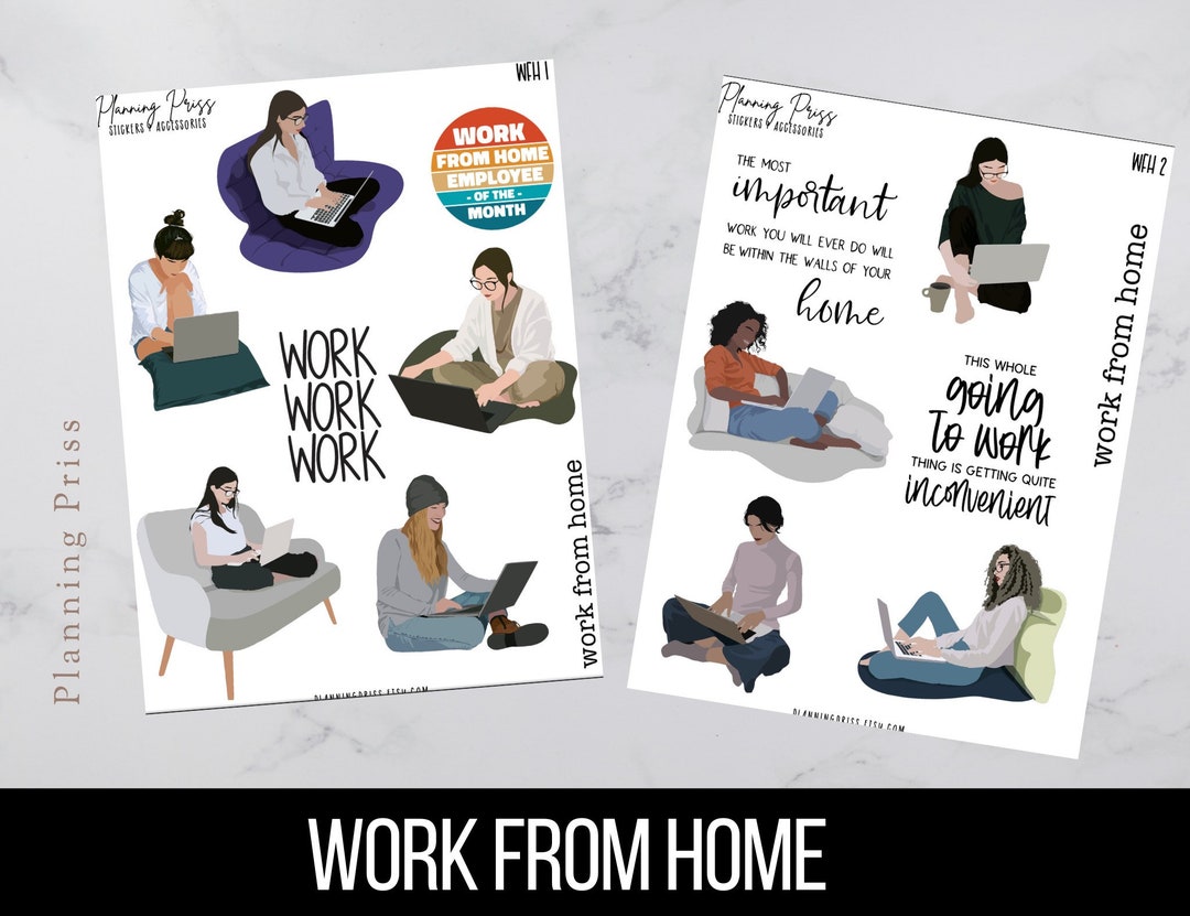 Work From Home Deco Sticker Sheet - Etsy