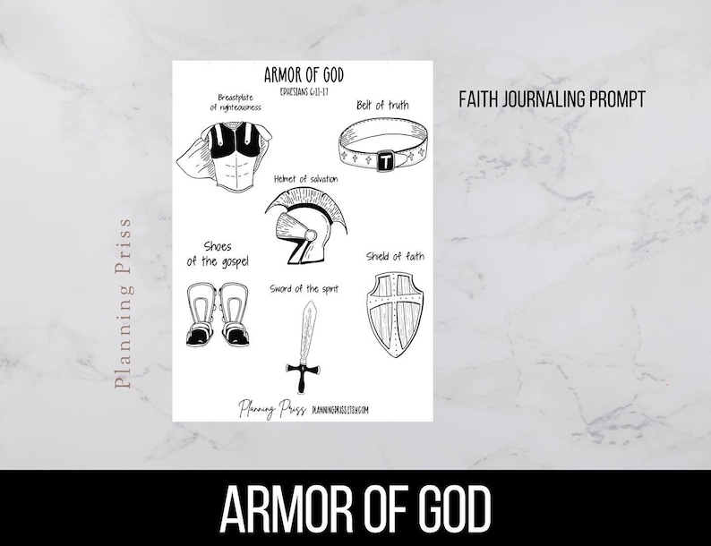 Armor of God/ Faith Journaling Prompt Deco Sticker Sheet Etsy